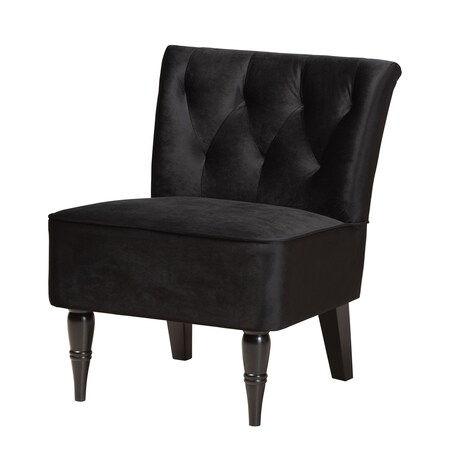 Baxton Studio Harmon Modern Black Velvet Fabric and Walnut Brown Finished Wood Accent Chair 186-11685-Zoro